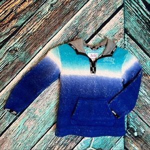 Justice girls Sherpa blue ombré hoodie sweater size 6/7